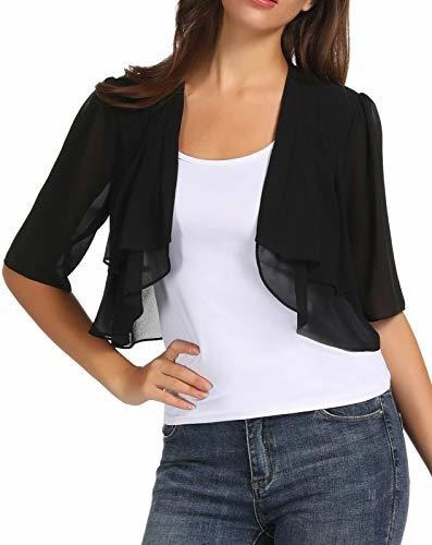 Kancy Kole Mujer Chiffon Open Front 3-4 Manga Sheer Shrug Cr