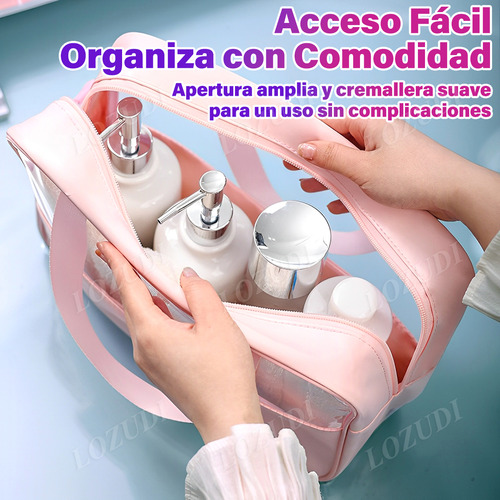 3pzs Neceser Transparente Caja Cosmetiquera De Viaje Mujer Negro Lisa