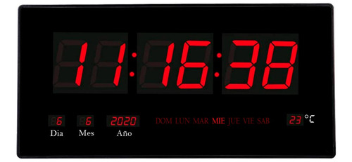 Reloj Digital Pared Luz Led Hora Fecha Temperatura