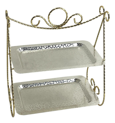 Soporte Para Pasteles De 2 Niveles, Plato De Dorado