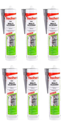 Silicona Acetica Transparente Sellador Fischer 260ml Pack X6