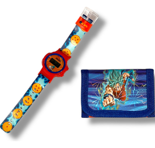 Reloj Digital Con Luz Y Cartera Niños Personajes Goku Goku Goku