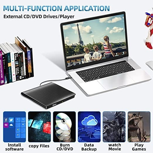 Imagen 4 de 4 de Unidad De Dvd Externa Usb 3.0 Tipo-c Cd Reproductor Portátil