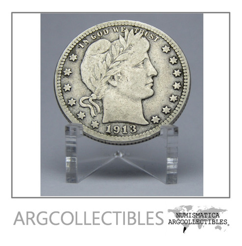 Usa Moneda 1/4 Dolar 1913 D Plata Barber Km-114 Vf+