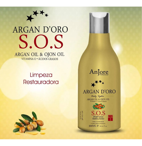 Shampoo Sos Restaurador Com Óleo Argan E Ojon 300m Anjore