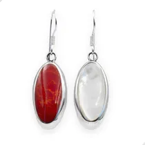 Comprar Aros Fiesta Elegante Coral Rojo Nácar Plata Fina 925 | E168
