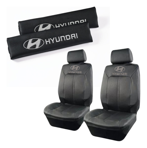 Funda Pick Up Camioneta Ecocuero + Cubre Cintos Logo Hyundai