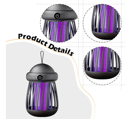 Lámpara Trampa Recargable Portátil Con Iluminación Negro