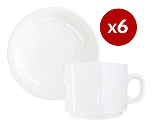 Set X6 Taza Y Plato Cafe Desayuno Porcelana Resto Germer