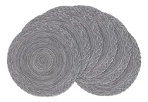 Comprar Juego De 6 Manteles Individuales Redondos Lavables Gris