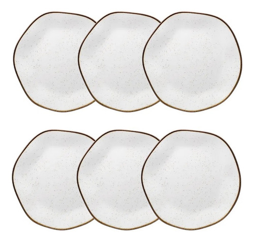 Kit 6 Pratos Sobremesa Porcelana Ryo Oxford Maresia Rústico