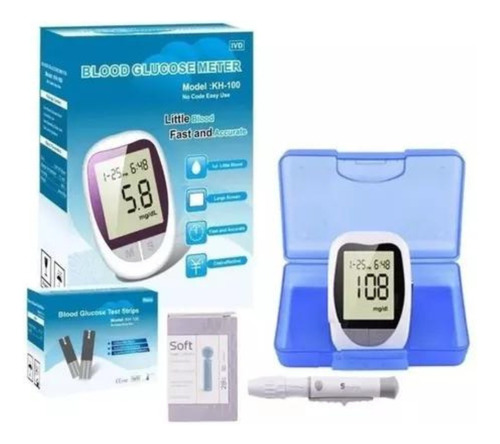 Kit Glucómetro  Para La Diabetes+50 Tiras De Prueba+50agujas