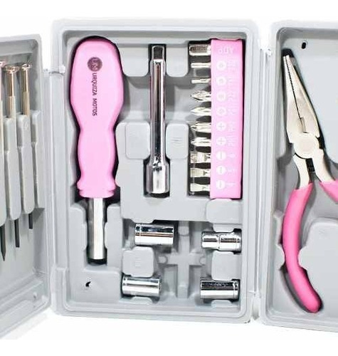 Juego Set Kit Herramientas 24 Piezas Rosa Estuche 011025a Um
