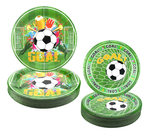 Kit Platos De Fútbol Para Fiesta De Cumpleaños Infantil