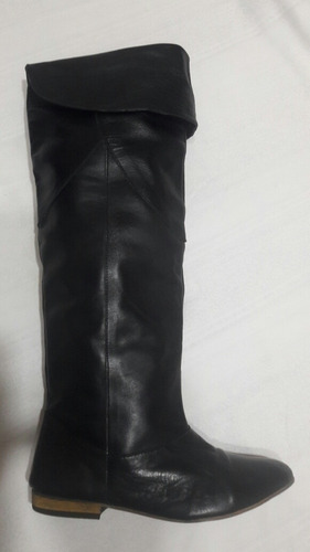 Botas Bucaneras De Cuero Negro 39