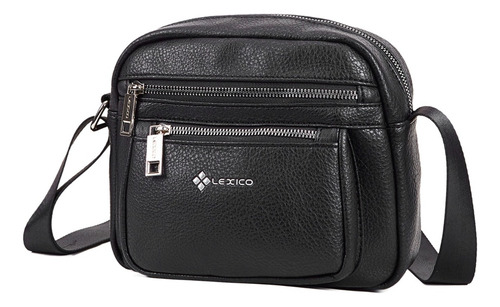 Morral Lexico L425 Eco Cuero Bolsillos Frente Y Antirrobo Acabado de los herrajes Níquel Color Negro Correa de hombro Negro Diseño de la tela Liso