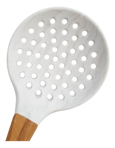 Escumadeira de Bambu Yoi com Ponta em Silicone Marmorizado Cinza