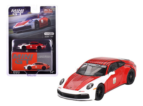 Mini Gt Porsche 911 (992) Carrera S 23 Imsa Safety Car #699 Color Rojo