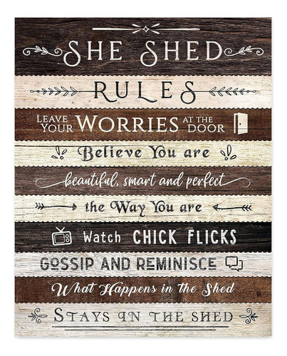 Reglas De She Shed De Estilo Granja - Impresiones De Ar...