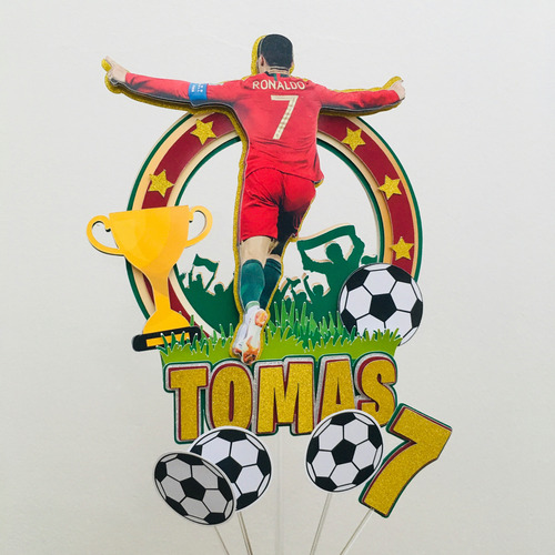 Cake Topper Deco Torta 3d Futbol Ronaldo Cr7 Personalizado