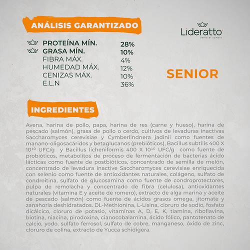 Alimento Natural Lideratto Perro Senior Pollo Y Salmon 2k