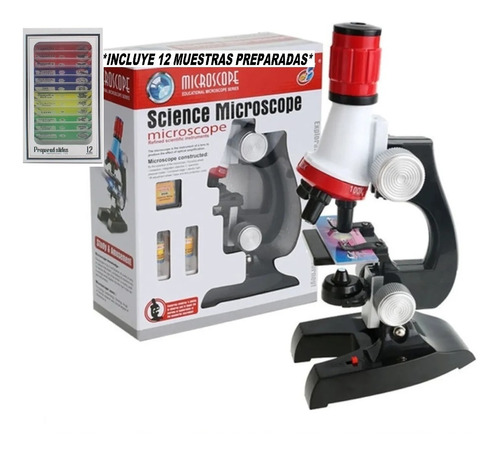 Microscopio Led Niños Estudiantes Principiantes Con Muestras