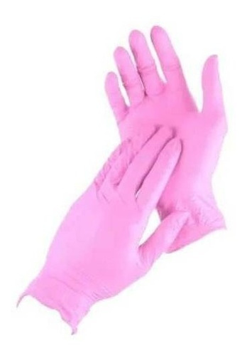 Guantes descartables Anelsam Exam color rosa talle S de nitrilo x 100 unidades