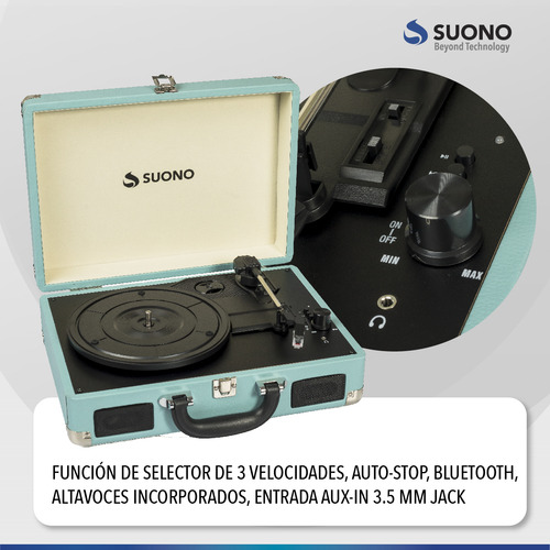 Tocadiscos Eléctrico Vintage Portátil Suono