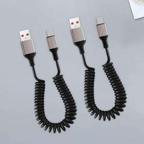 Cable De Carga En Espiral De 2 Uds, Cable De Carga Rápida