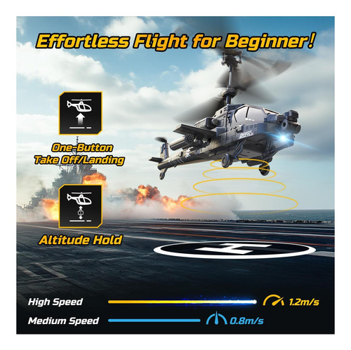 Deerc Apache Rc Helicopter Para Niños Y Adultos, Juguete De
