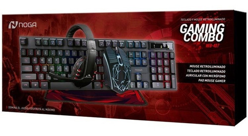 Kit de teclado y mouse gamer Noga NKB-407 Español España de color negro