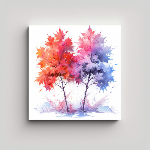 70x70cm Cuadro Modernos Mágico A Maple Trees In Watercolour