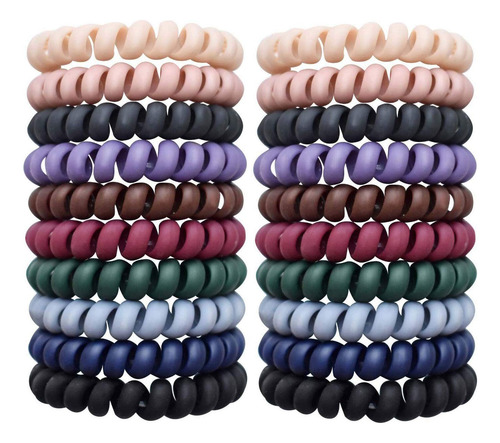 20 Lazos En Espiral Para El Pelo, Elásticos De Plástico, Sin