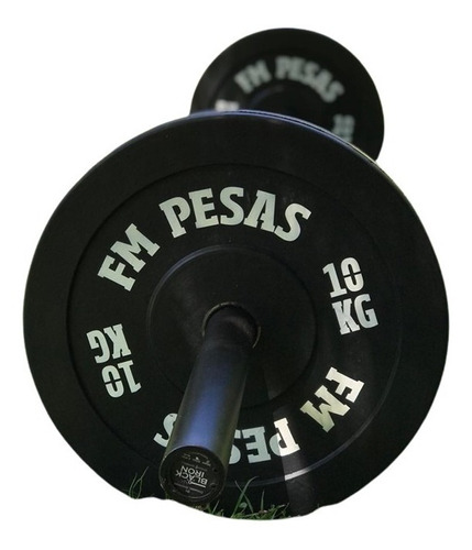 Promo: 1 Barra Olímpica 20kg -2.20mts + 40kg En Disco Bumper