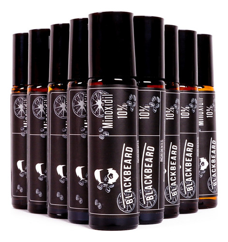 Minoxidil 10% Roll On Blackbeard Con Cafeína 10 Piezas