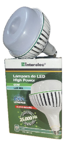 Lampara High Power 60w Luz Fria Interelec Luz Blanco Frío