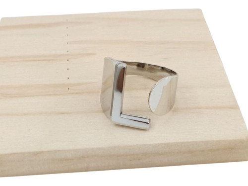 Anillo De Inicial Vie Or En Acero Inoxidable L Plateado Ajustable