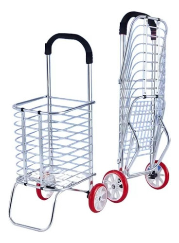 Carrito De Mandado Aluminio Plegable Carro De Compras 50kg O Color Gris Gris