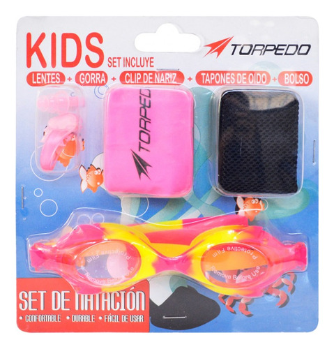 Set Natacion Torpedo Niño Lentes Gorra Tapon Oido Nariz