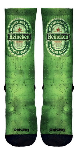 Imagem 5 de 6 de Meia Divertida Estampa Heineken - Cano Alto - Meias Elite