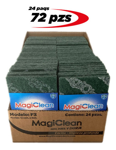 Set 72 Pzas Fibra Verde Lava Trastes Chica Magiclean F3