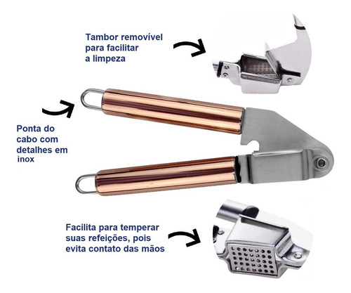 Imagem 2 de 5 de Triturador Ralador De Alho Rose Utensílio De Cozinha Inox