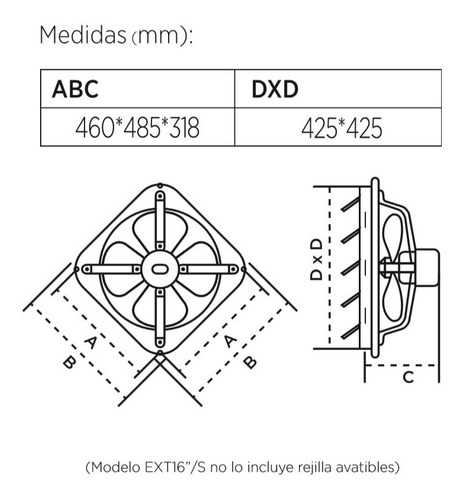 Imagen 3 de 6 de Extractor De Aire Axial Industrial 16 Pulgadas Envío Gratis