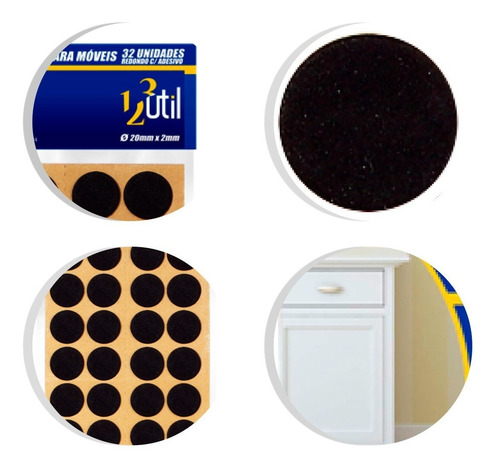 Imagem 4 de 8 de Protetor Kit 32 Feltro Adesivo Pé De Cadeira Sofá Mesa Piso