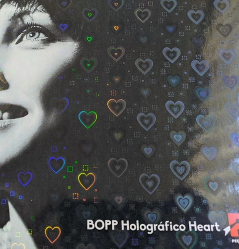 Imagem 1 de 3 de Bopp Holografico 3d Coração (heart) Brilho 22cm X 10 Metros