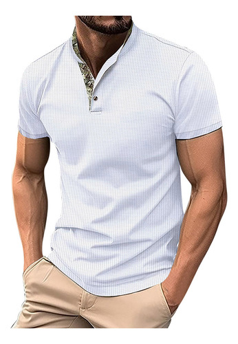 Camiseta Básica Casual Para Hombre Con Cuello Alto Y Cuello