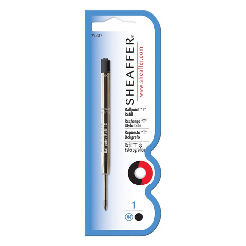 Sheaffer T Ballpoint Refill, Black Ink, Medium Point, Singl