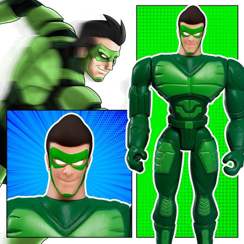 Imagem 3 de 5 de Boneco Articulado Pequeno Vigilante Verde Menino Mielle
