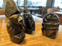 Comprar Lote De Tres Esculturas Aztecas Obsidiana 13 Cm Alto