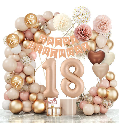 Beige Boho Doble Capa Globos Decoración De Cumpleaños 18años